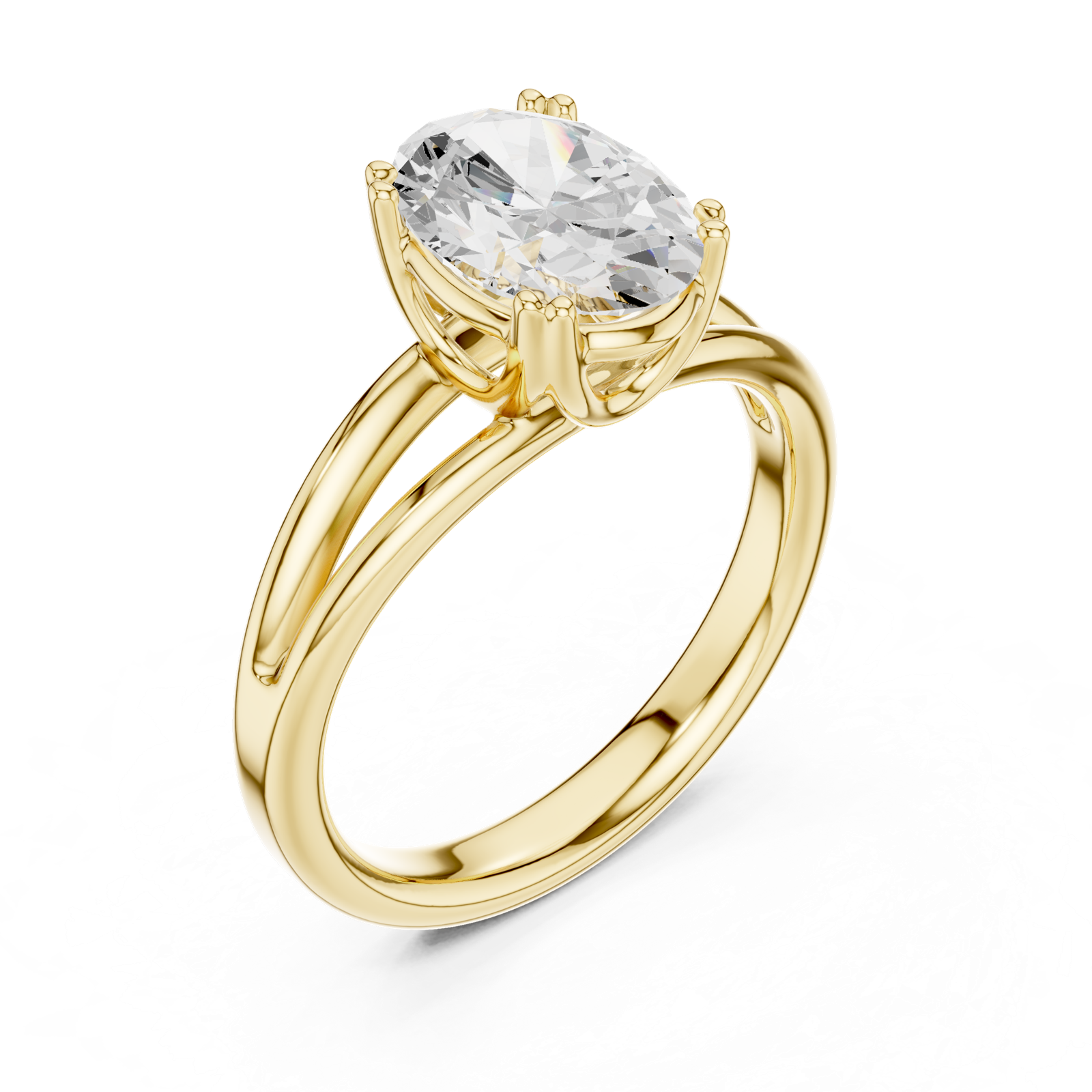 Gold Jewelry L36-7, Oval center stone, Yellow Gold, view 2