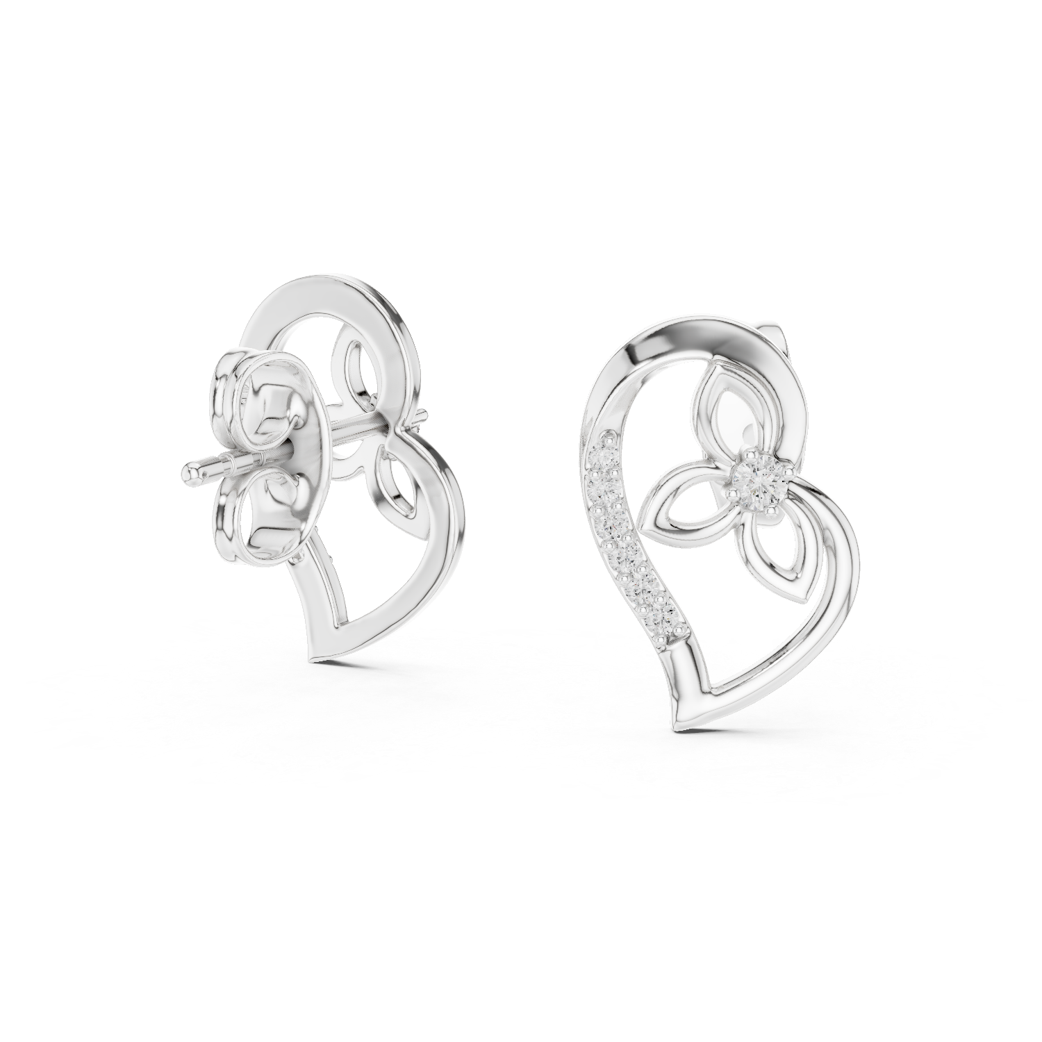 Gold Earrings 12-10031@E, White Gold, view 1