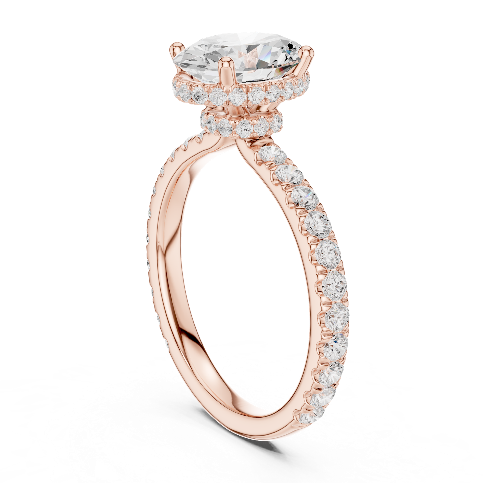 Gold Ring DDLR-165, Oval center stone, Rose Gold, view 1
