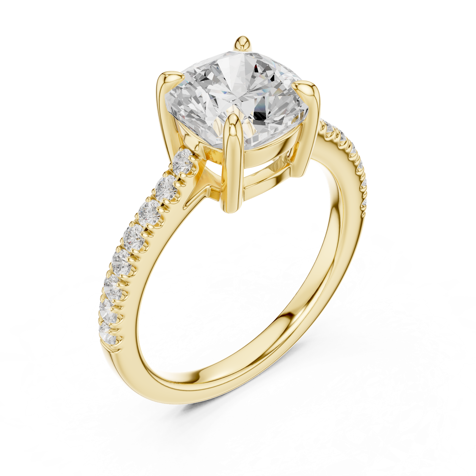 Gold Ring DDLR-039, Cushion center stone, Yellow Gold, view 2