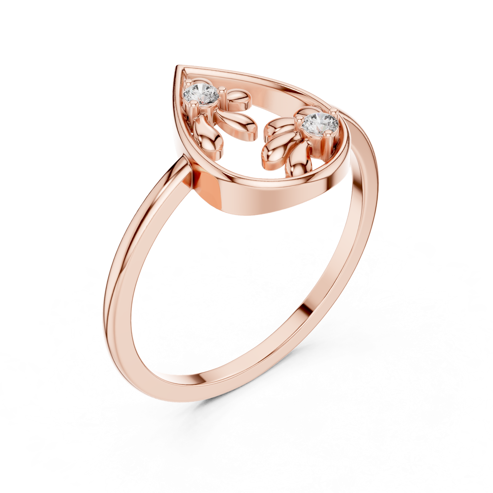Gold Ring DR-6256, Rose Gold, view 2