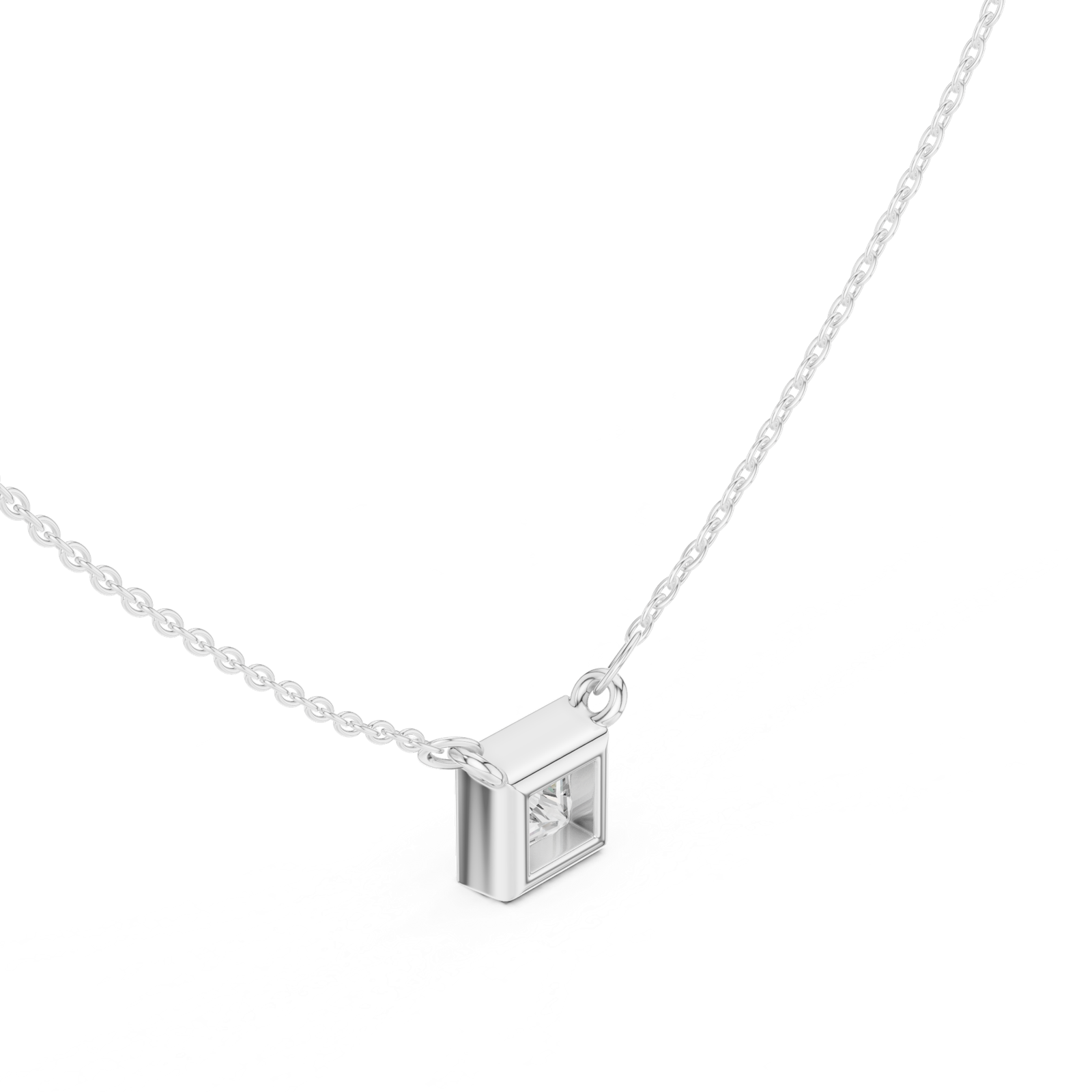 Gold Jewelry DDPS-001, Princess center stone, White Gold, view 2