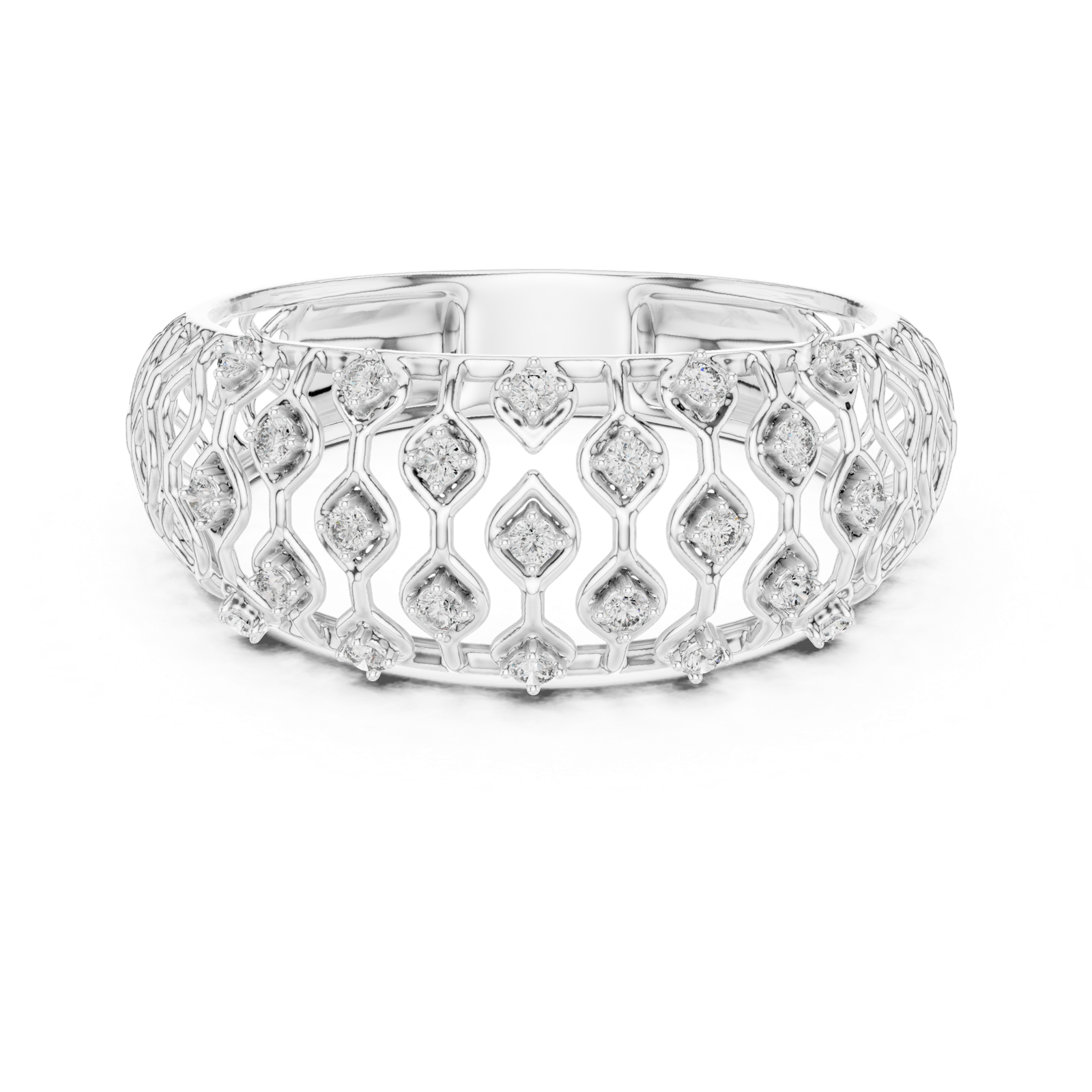 Gold Ring 12-10068@L, White Gold