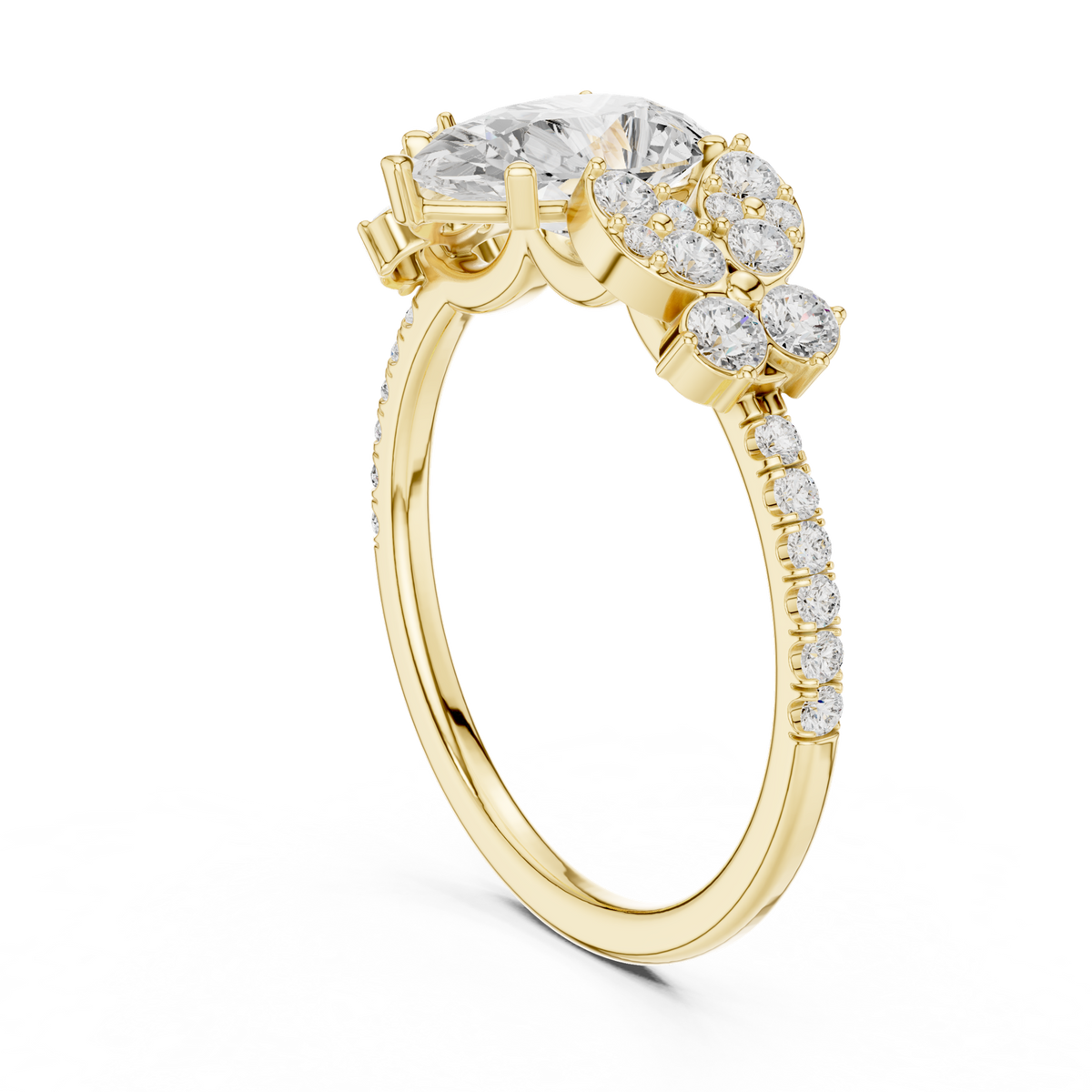 14K Solid Gold Lab Diamond Solitaire Ring, Yellow Gold, view 1