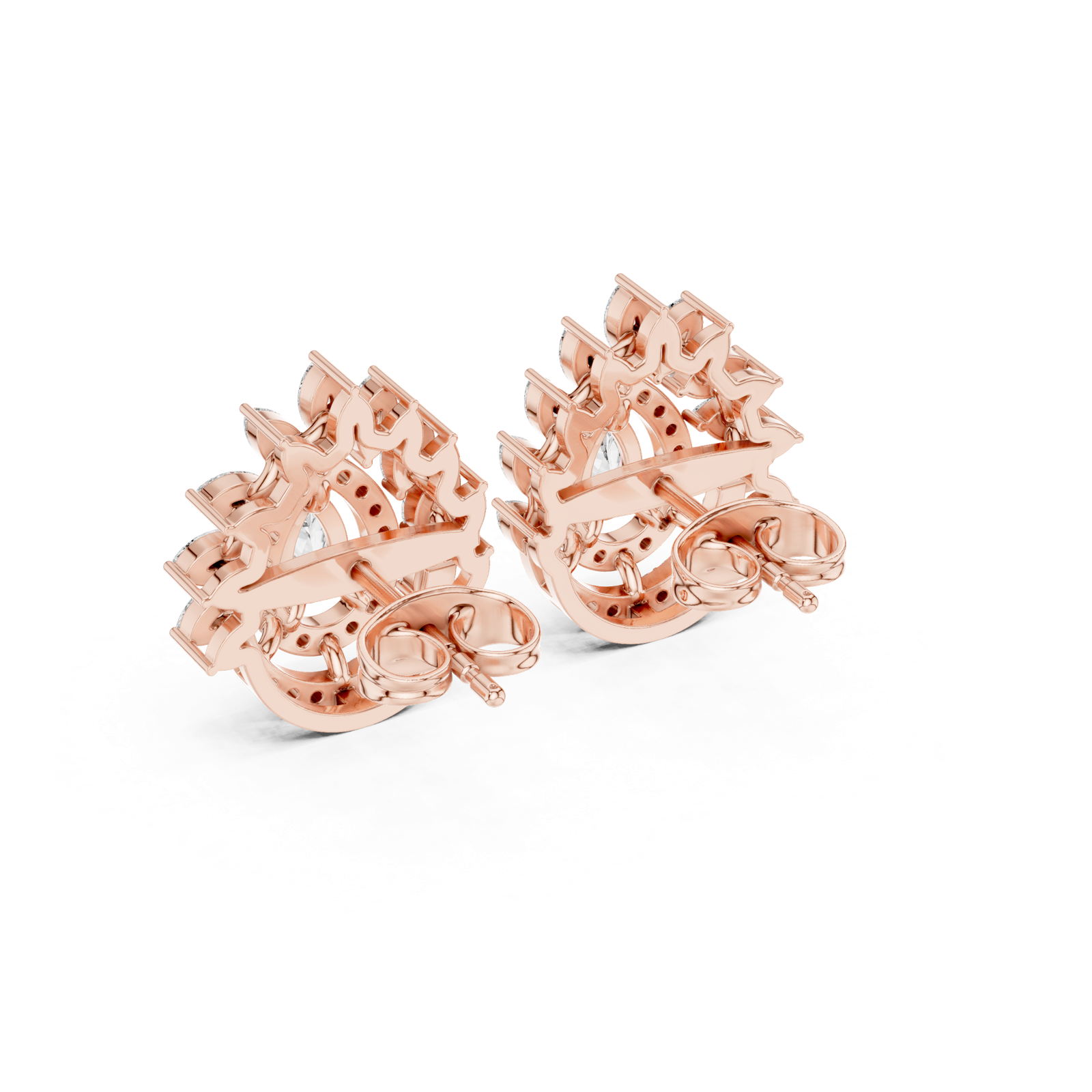 Gold Earrings AGDER-298, Rose Gold, view 3