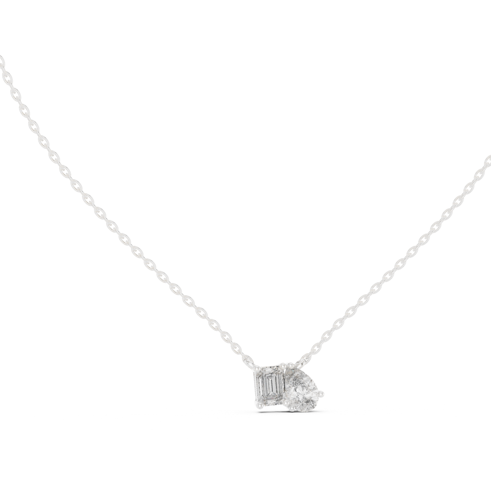14K Solid Gold Lab Diamond Pendant Necklace, White Gold, view 1