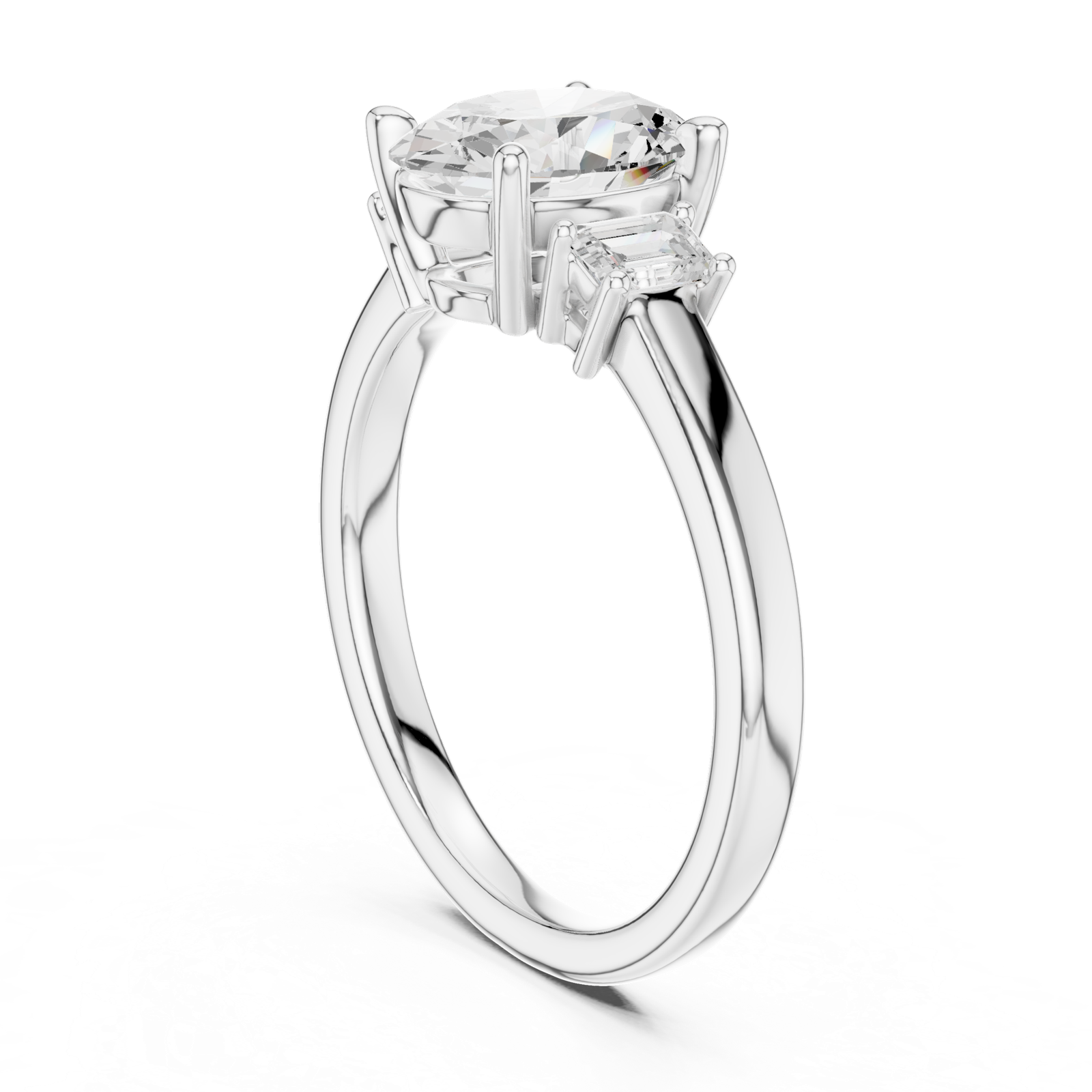 Gold Ring DDLR-038, Oval center stone, White Gold, view 1