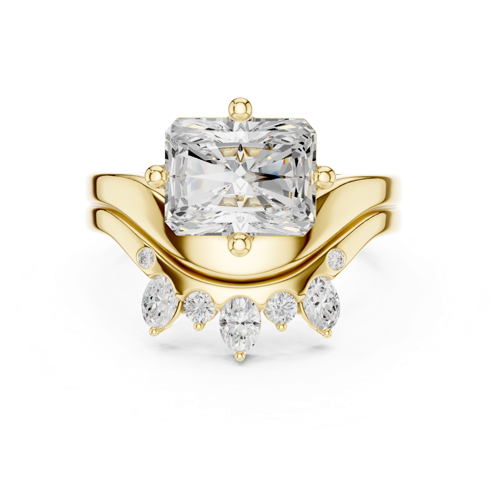 Gold Ring DDLR-444, Radiant center stone, Yellow Gold, view 4