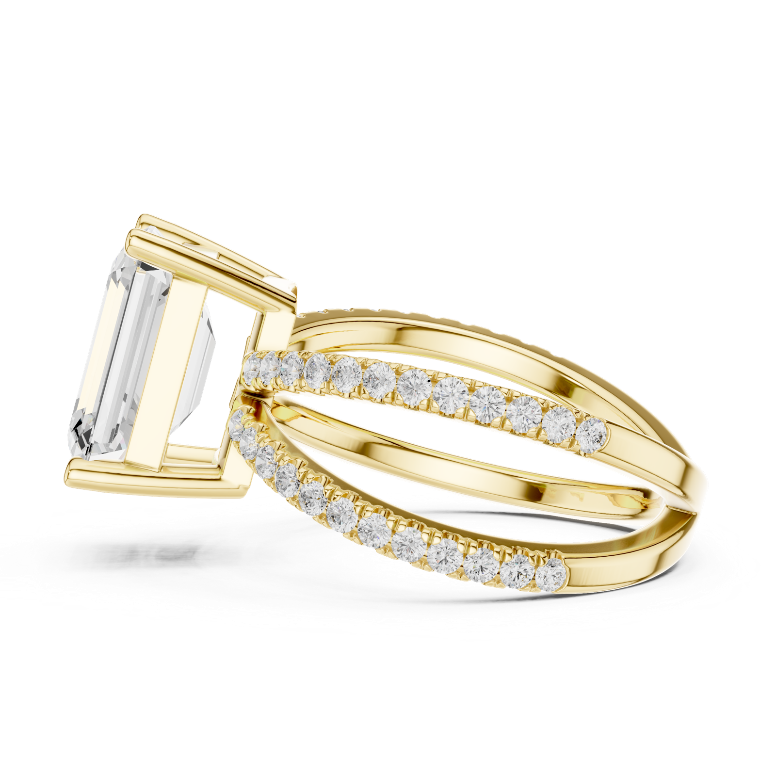 Gold Jewelry, Emerald center stone, Yellow Gold, view 3