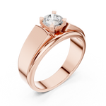 14K Solid Gold Lab Diamond Solitaire Ring, Rose Gold, view 2