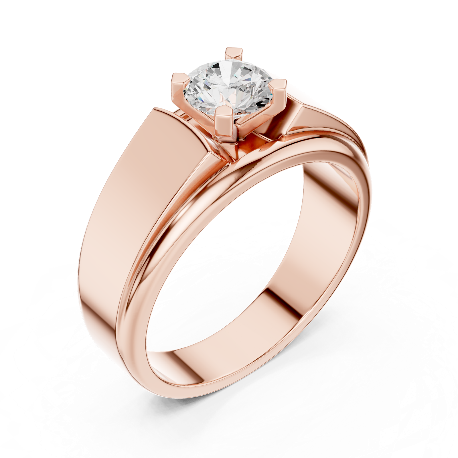 14K Solid Gold Lab Diamond Solitaire Ring, Rose Gold, view 2