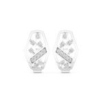 14K Solid Gold Lab Diamond Cluster Earrings, White Gold