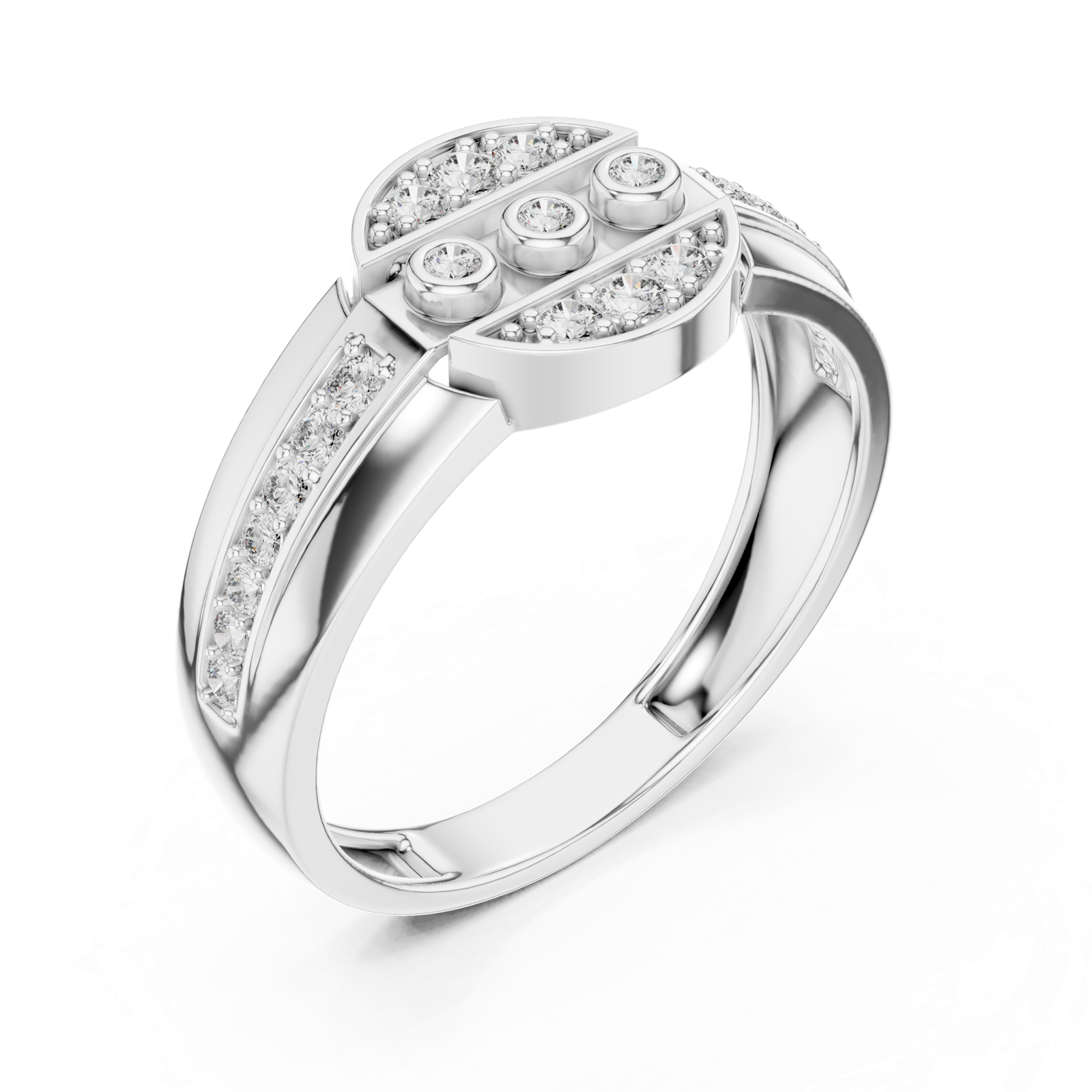 Gold Ring LR-01 (45), White Gold, view 2