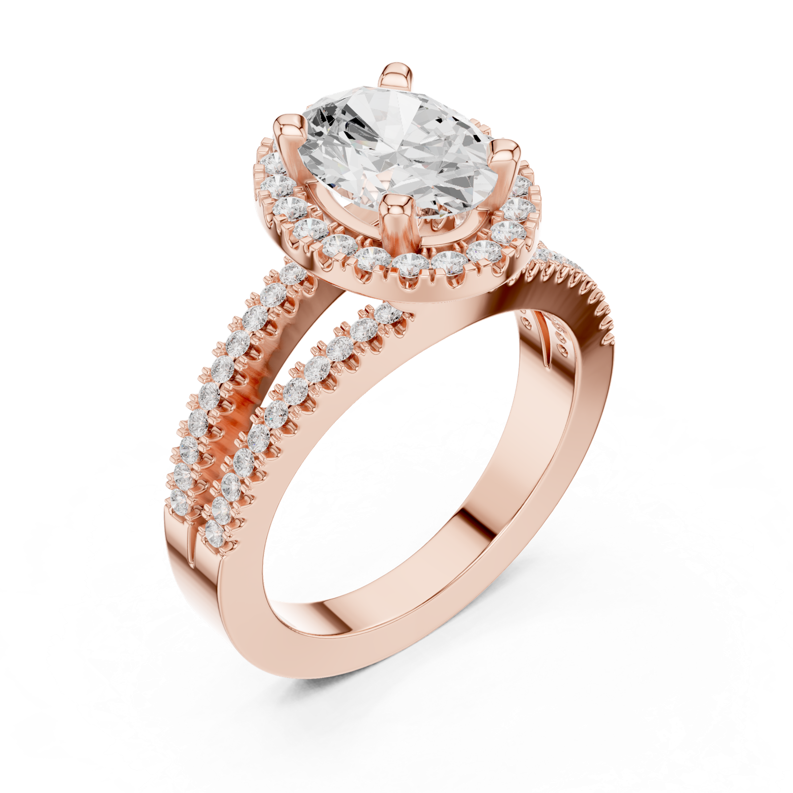 Gold Ring DDLR-350, Oval center stone, Rose Gold, view 2