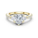Gold Ring, Heart center stone, Yellow Gold