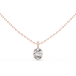 14K Solid Gold Lab Diamond Solitaire Pendant Necklace, Rose Gold