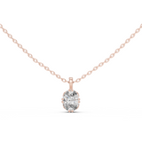 14K Solid Gold Lab Diamond Solitaire Pendant Necklace, Rose Gold