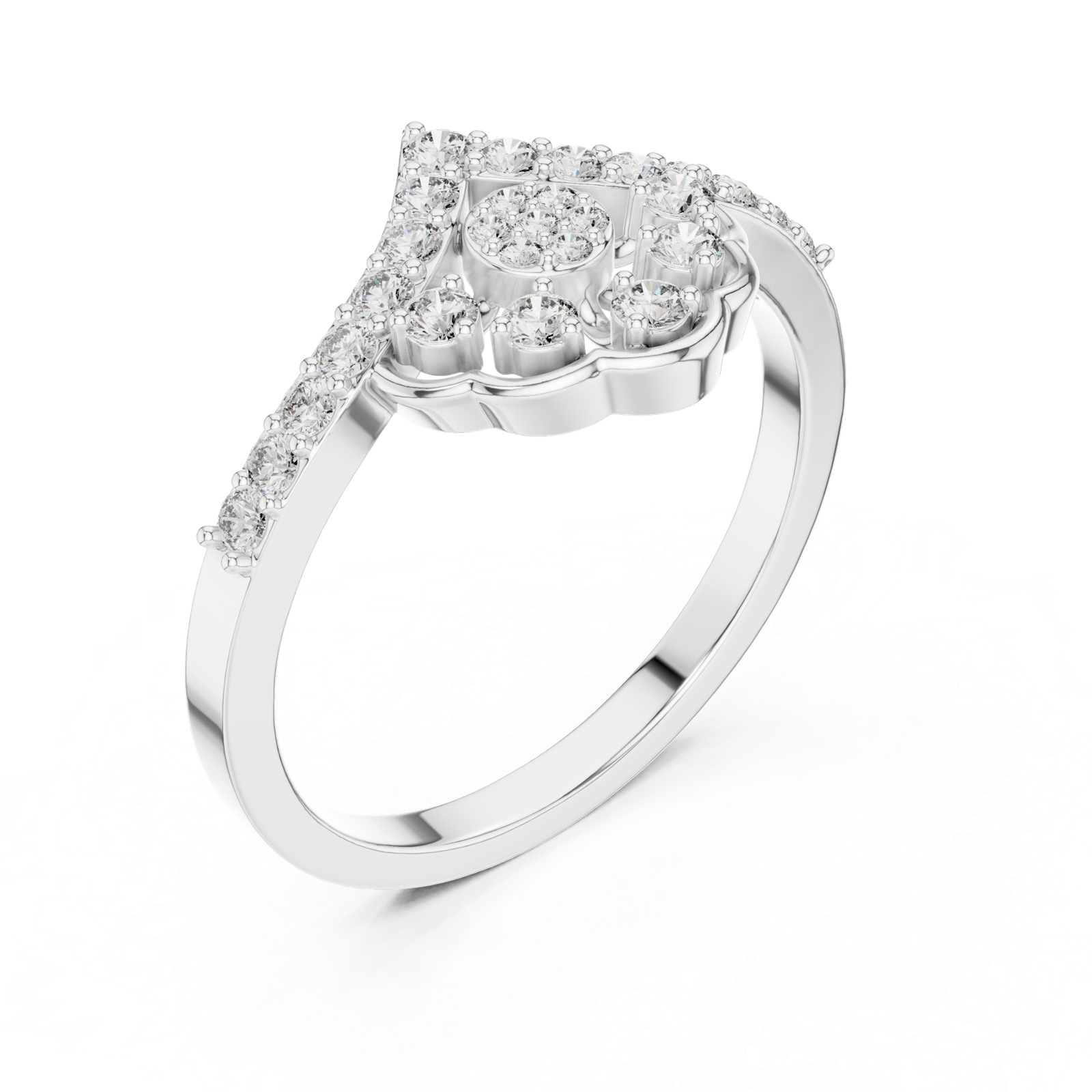 Gold Ring ALR-164, White Gold, view 2