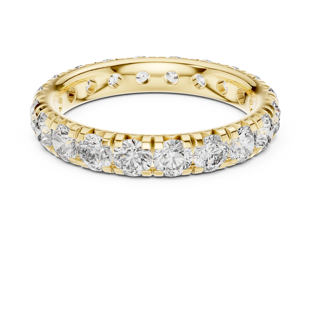 14K Solid Gold Lab Diamond Eternity Ring, Yellow Gold