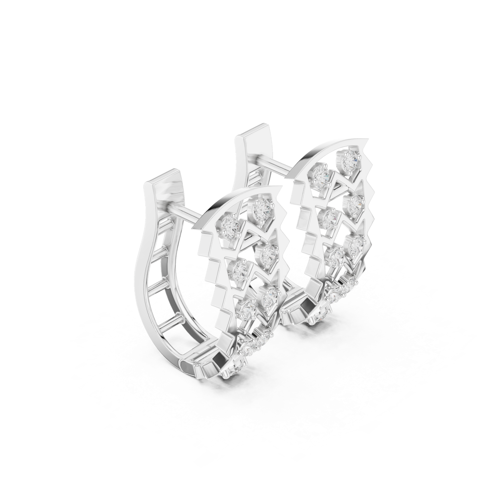 14K Solid Gold Lab Diamond Cluster Earrings, White Gold, view 1