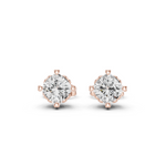 14K Solid Gold Lab Diamond Stud Earrings, Rose Gold