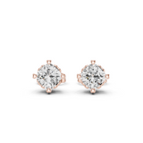 14K Solid Gold Lab Diamond Stud Earrings, Rose Gold