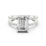 Gold Jewelry L36-13, Emerald center stone, White Gold