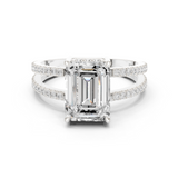 Gold Jewelry L36-13, Emerald center stone, White Gold