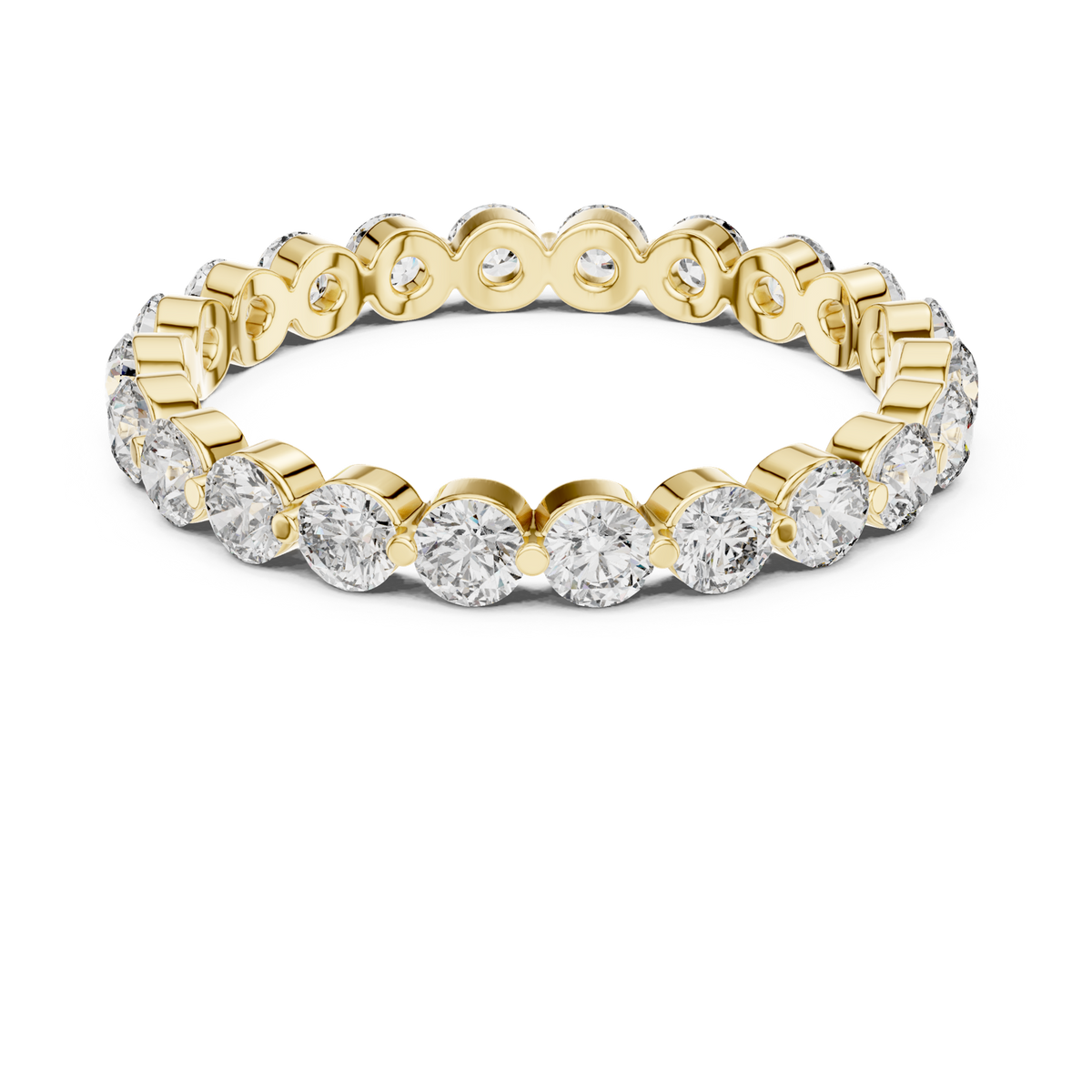 14K Solid Gold Lab Diamond Eternity Ring, Yellow Gold