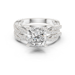 Gold Ring, Cushion center stone, White Gold