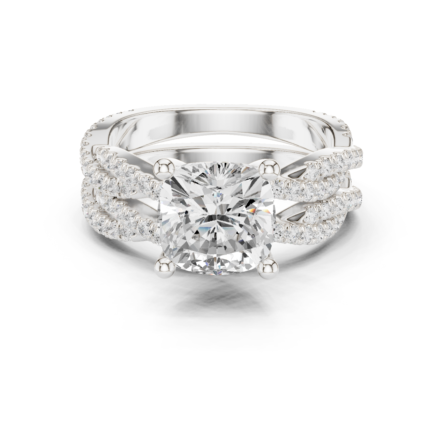 Gold Ring, Cushion center stone, White Gold