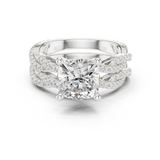Gold Ring, Cushion center stone, White Gold
