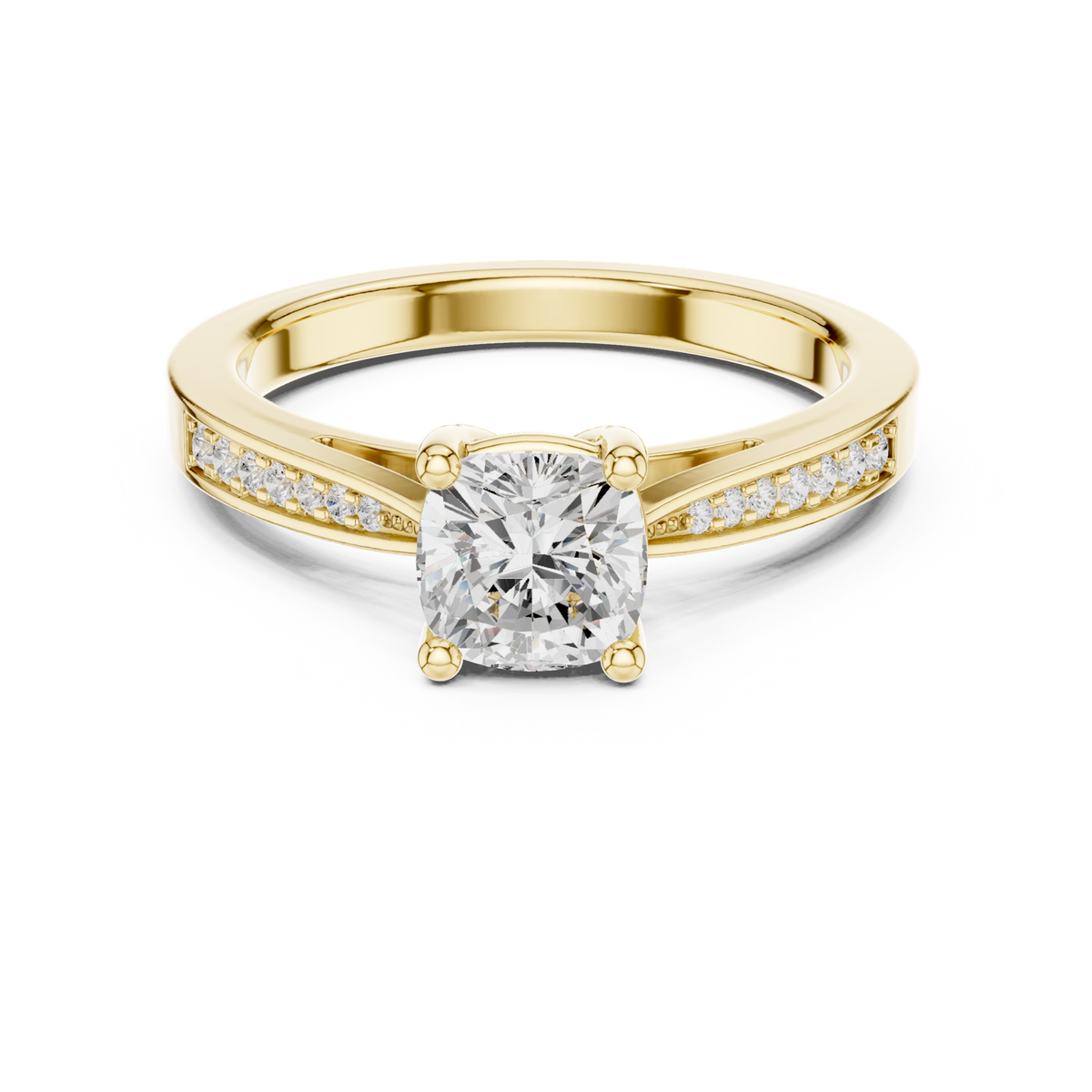 14K Solid Gold Lab Diamond Solitaire Ring, Yellow Gold