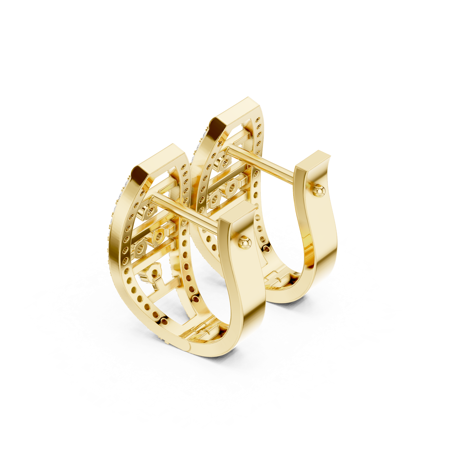 14K Solid Gold Lab Diamond Cluster Earrings, Yellow Gold, view 2