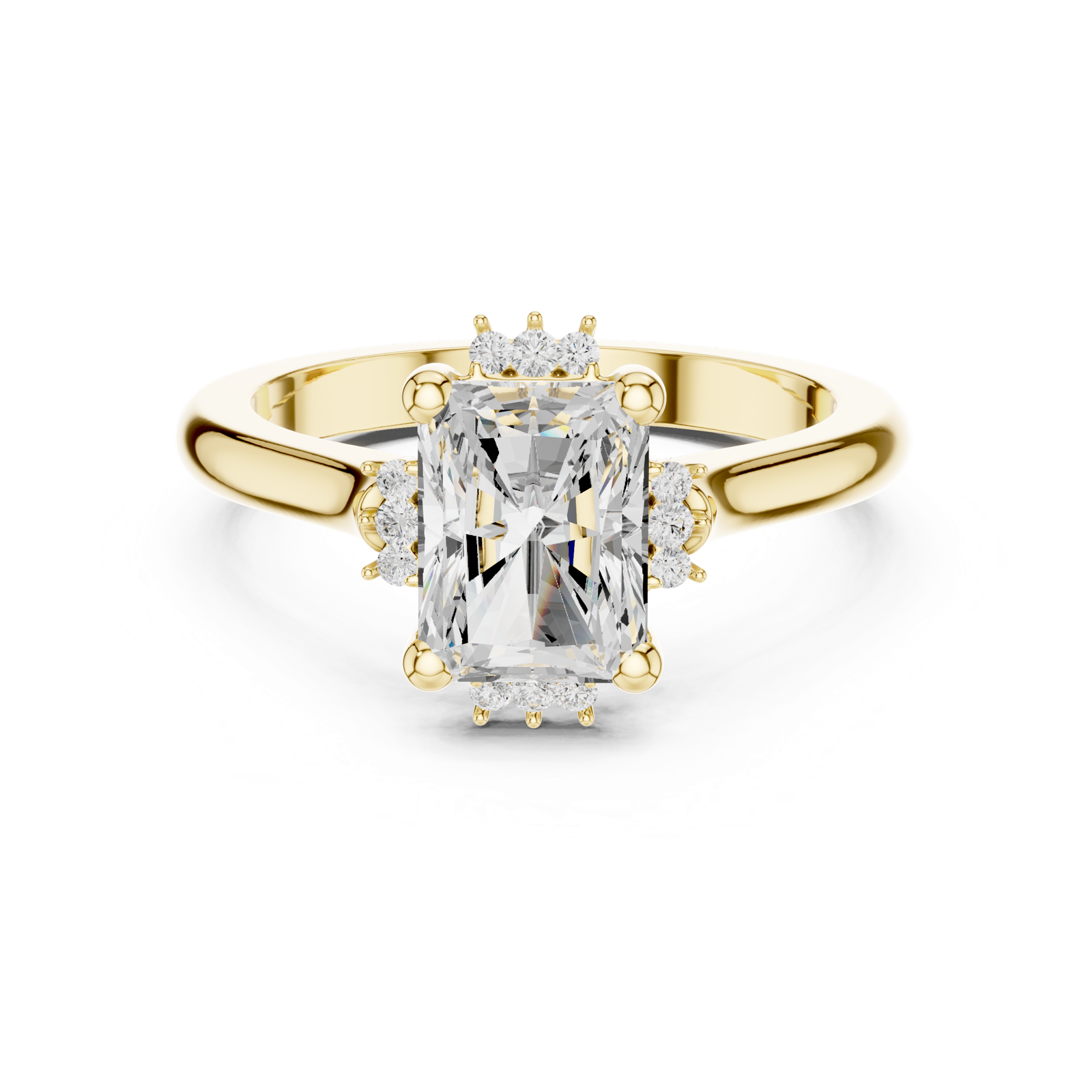 Gold Jewelry L35-123, Radiant center stone, Yellow Gold, view 4