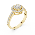 14K Solid Gold Lab Diamond Halo Ring, Yellow Gold, view 2
