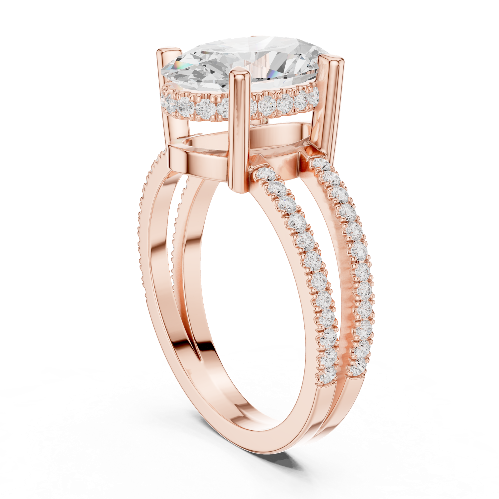 Gold Jewelry L36-13, Oval center stone, Rose Gold, view 1