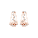 14K Solid Gold Lab Diamond Cluster Earrings, Rose Gold