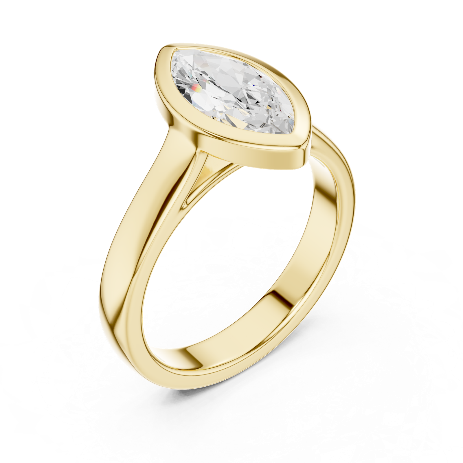 Gold Jewelry L36-3, Marquise center stone, Yellow Gold, view 2
