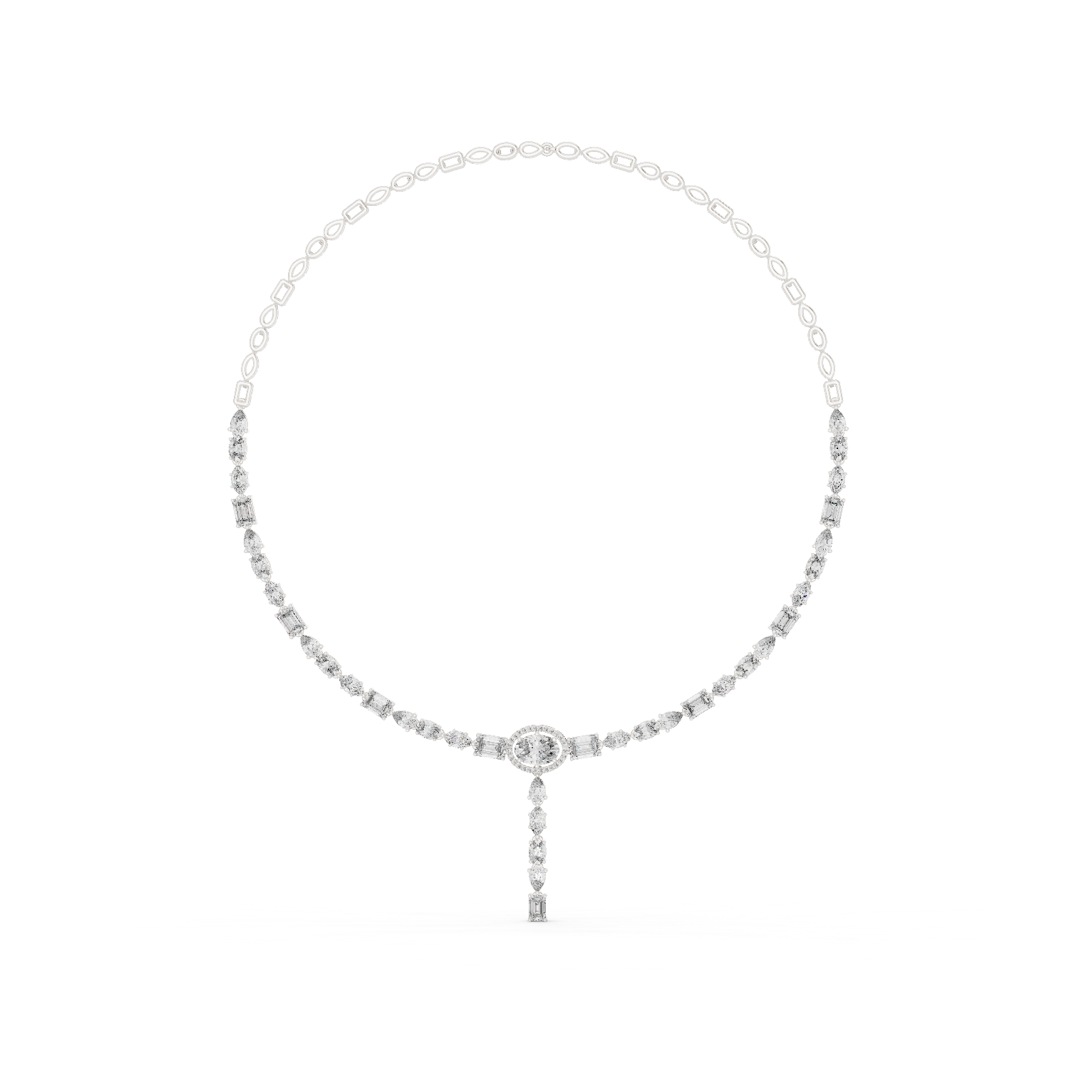 14K Solid Gold Lab Diamond Tennis Necklace, White Gold