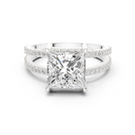 Gold Jewelry L36-13, Princess center stone, White Gold