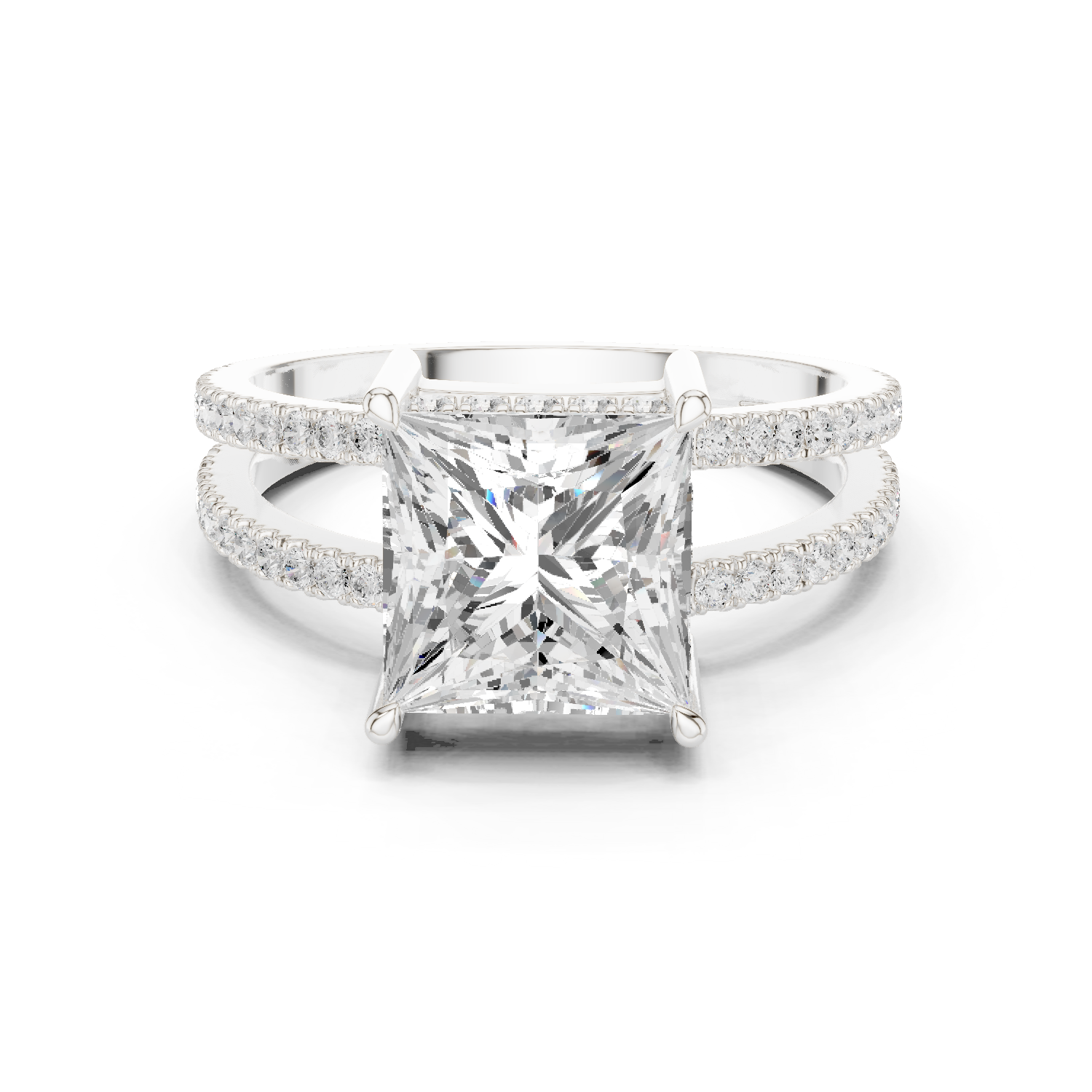 Gold Jewelry L36-13, Princess center stone, White Gold