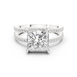 Gold Jewelry L36-13, Princess center stone, White Gold