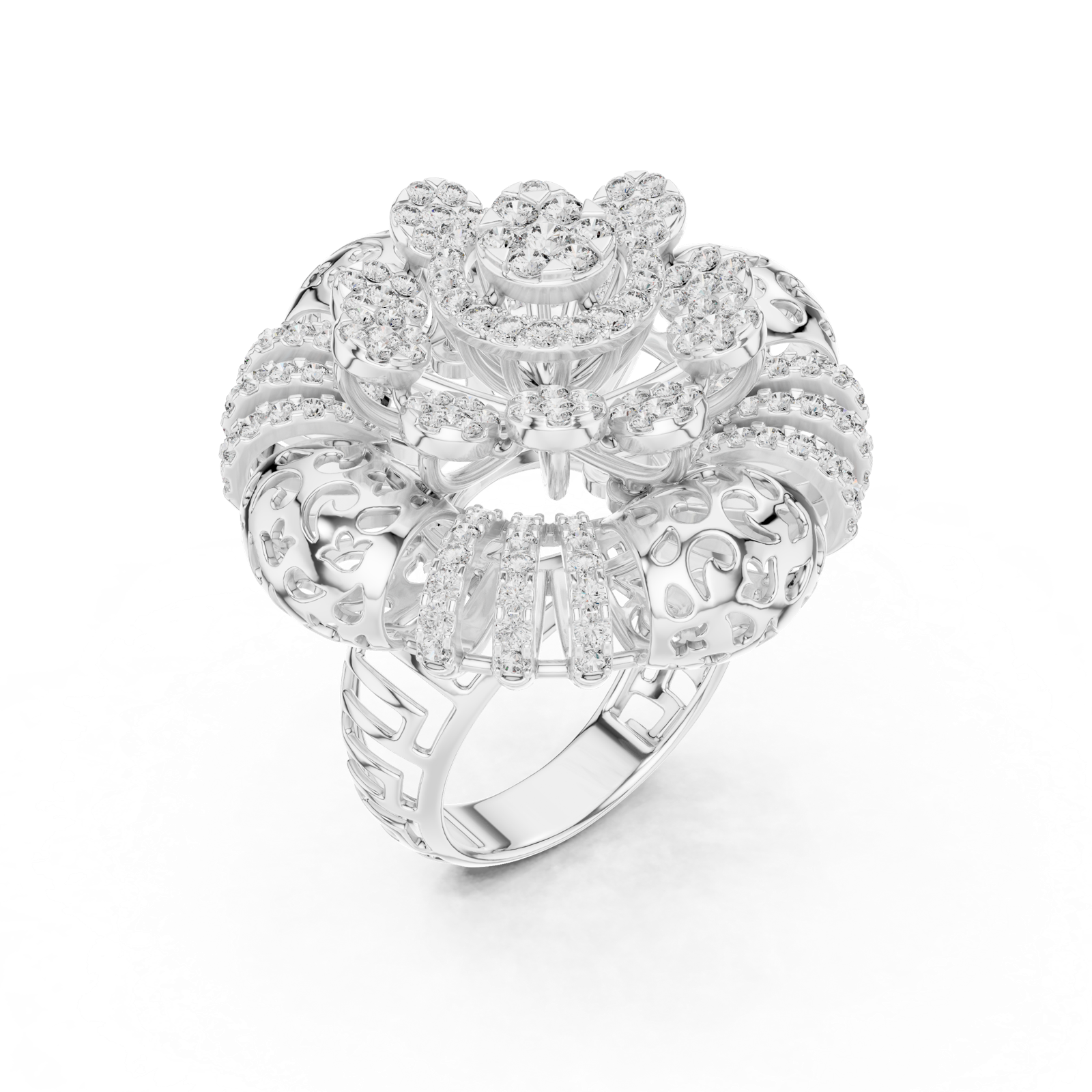 Gold Ring L03-1280, White Gold, view 2