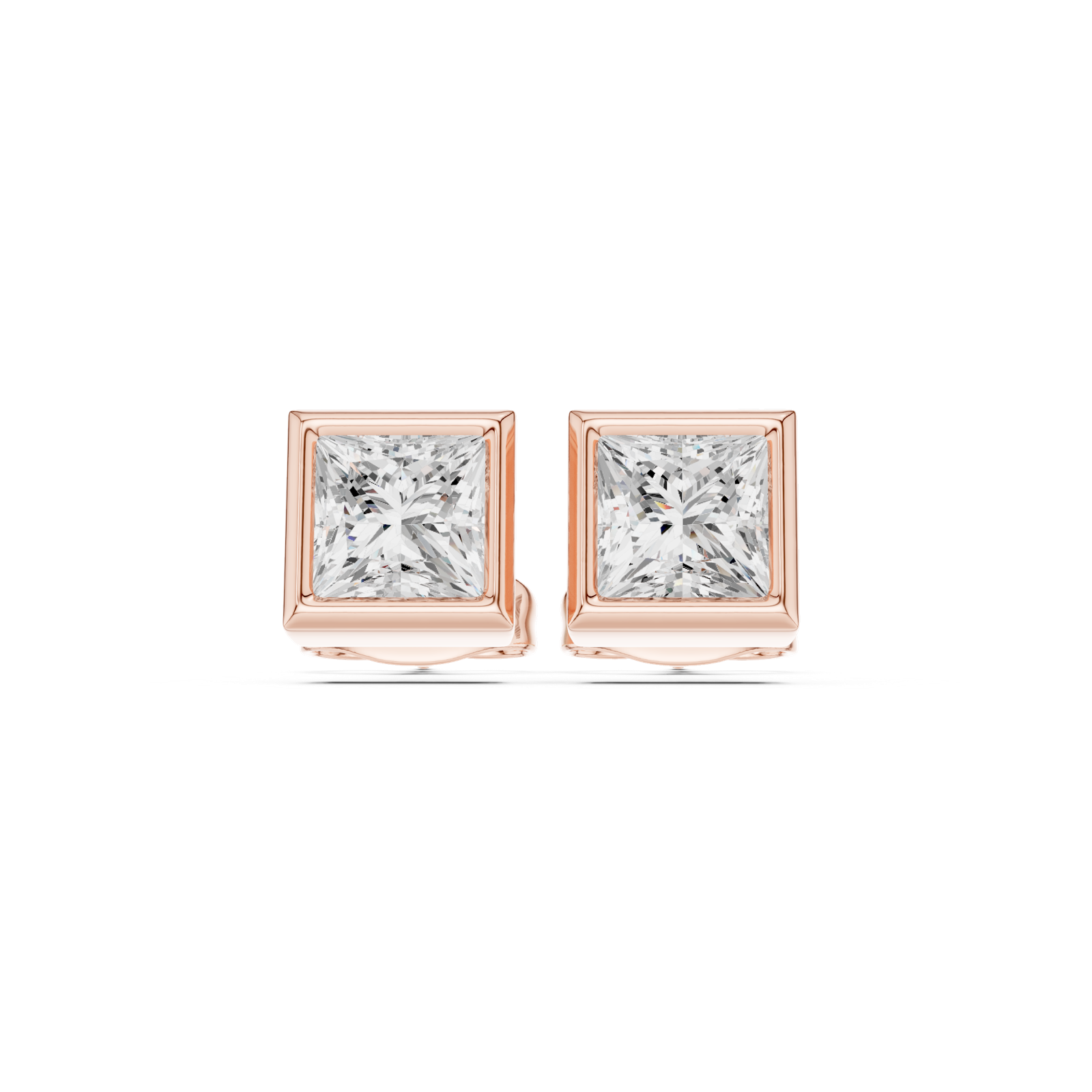 Gold Jewelry DDER-001, Princess center stone, Rose Gold, view 4