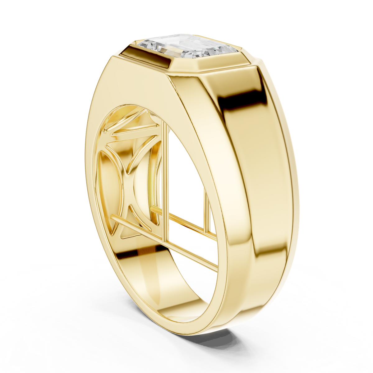14K Solid Gold Lab Diamond Signet Ring, Yellow Gold, view 1