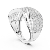 14K Solid Gold Lab Diamond Crossover Ring, White Gold, view 1