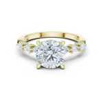 Gold Ring DDLR-168, Round center stone, Yellow Gold