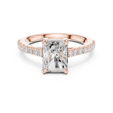 Gold Ring DDLR-039, Radiant center stone, Rose Gold, view 4