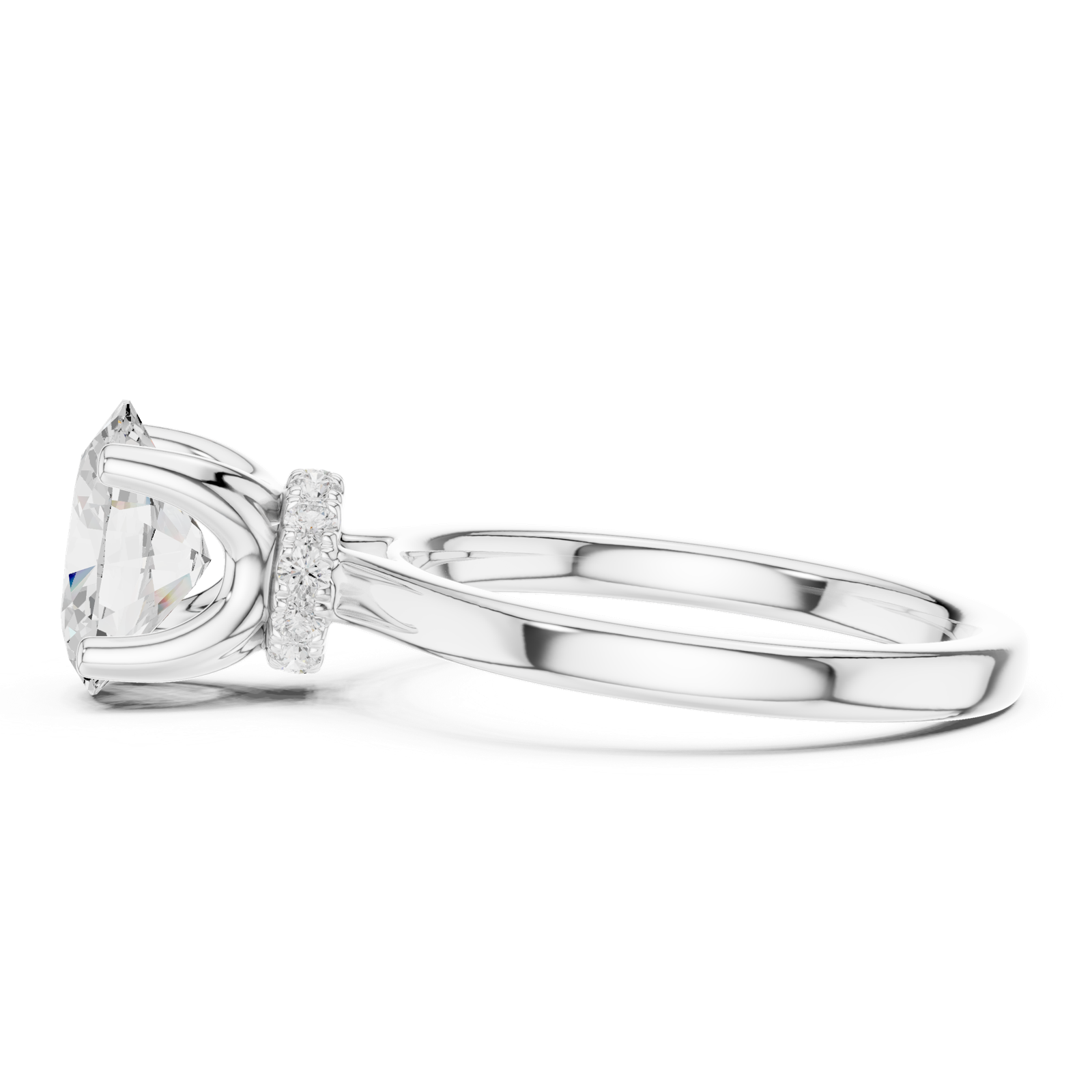 Gold Ring DDLR-176, Oval center stone, White Gold, view 3